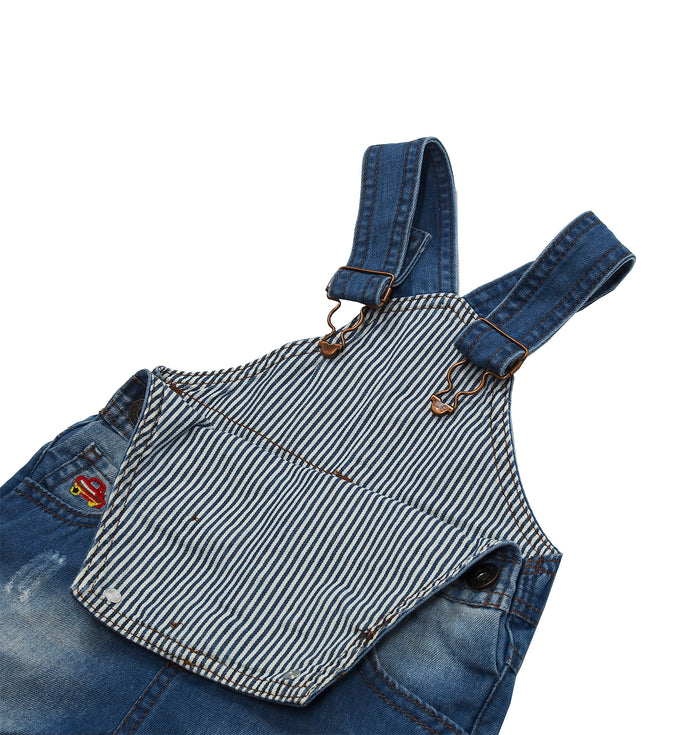 Baby & Little Boys Dinosaur Car Embroidered Ripped Fashion Denim Shortalls