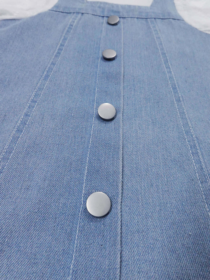 Baby Little Girl Denim Dress,Summer Short Sleeve Denim Tops