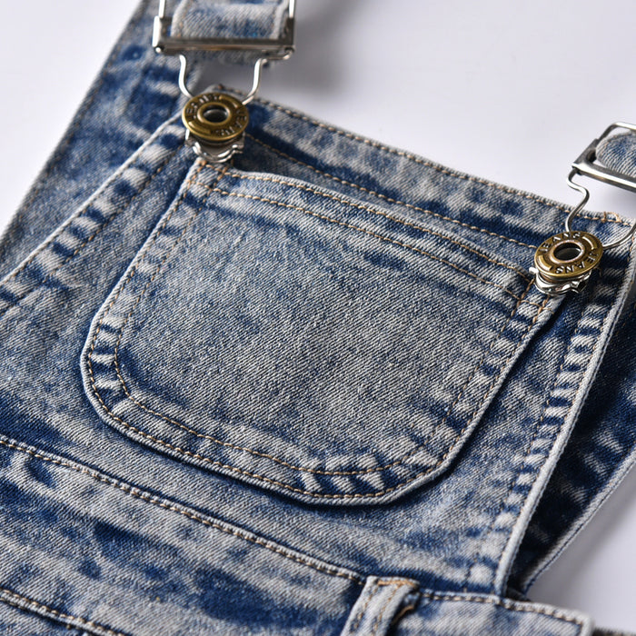 Baby Summer Jeans Overalls Washed Denim Shortalls