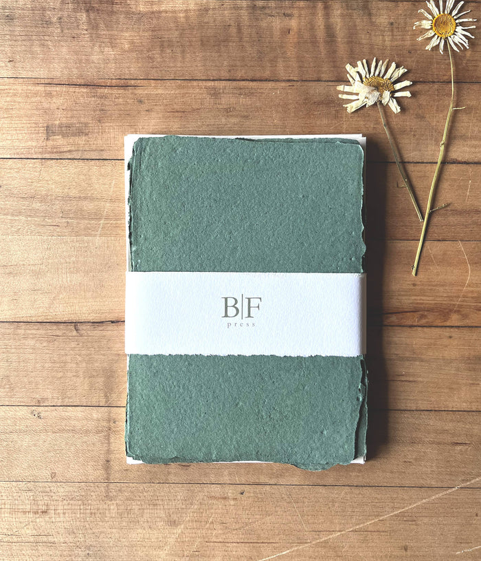Bat Flower Press - Ivy gold handmade paper set with envelopes