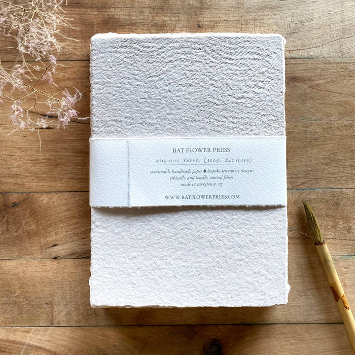 Bat Flower Press - Walnut handmade paper set with envelopes