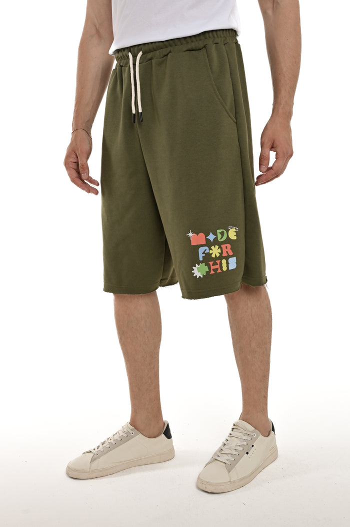 Bermuda in cotone regular DPE 2433 verde SS25