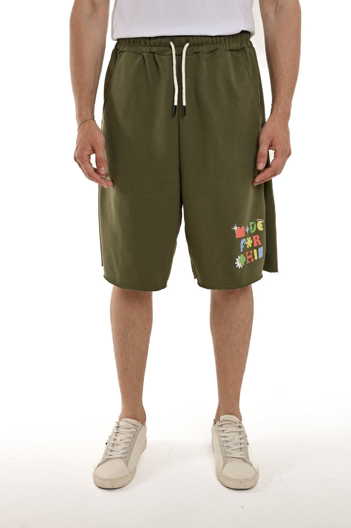 Bermuda in cotone regular DPE 2433 verde SS25
