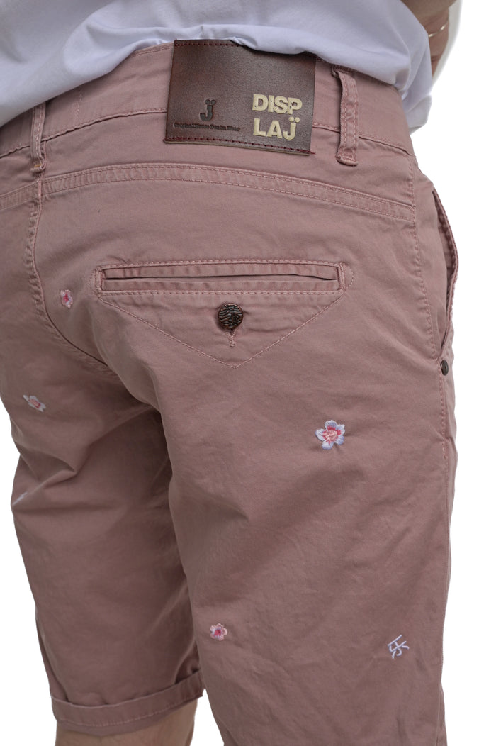 Bermuda in cotone slim Cristian Ricamo rosa SS25