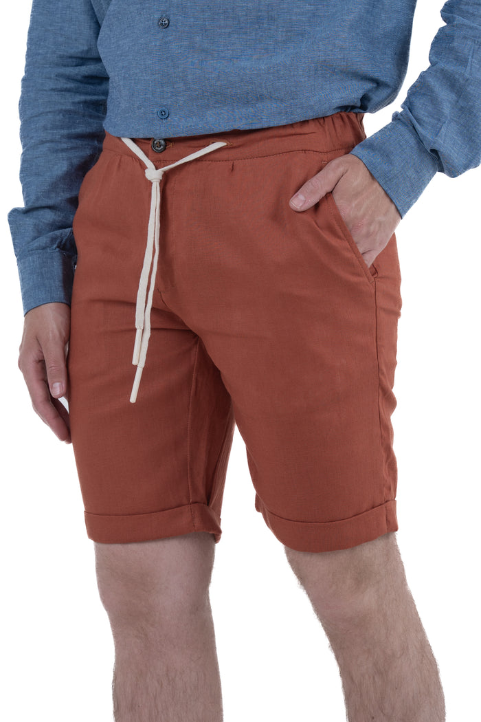 Bermuda in lino slim Split arancio SS26