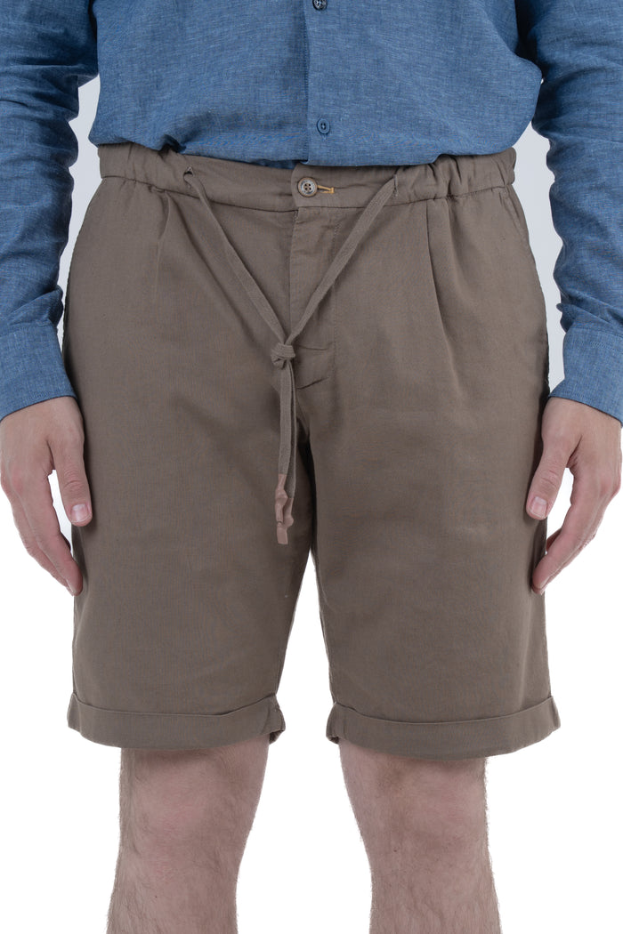 Bermuda in lino slim Split fango SS26
