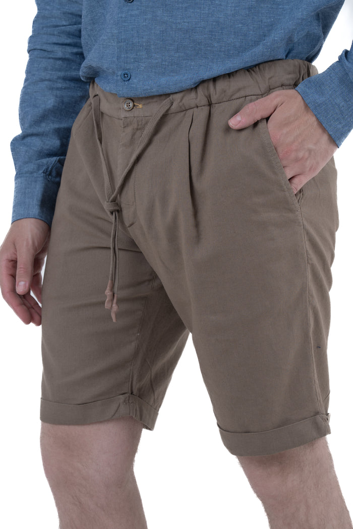Bermuda in lino slim Split fango SS26