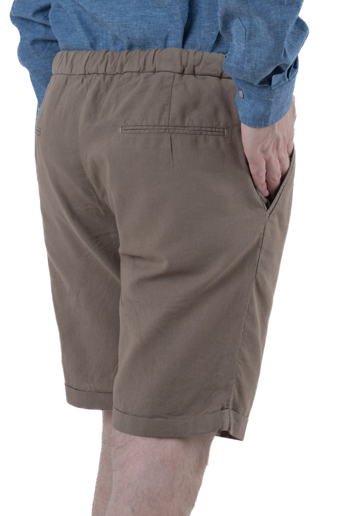 Bermuda in lino slim Split fango SS26