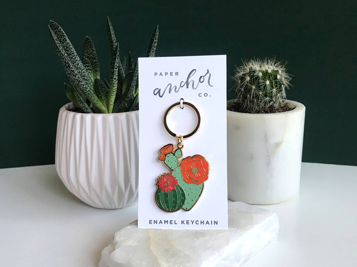 Blooming Cacti Plant Keychain