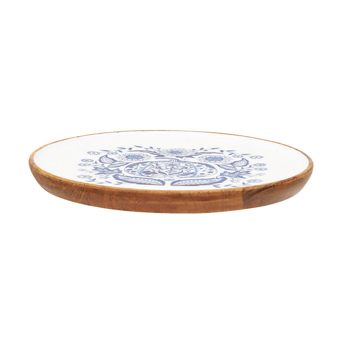A Blue Harvest Pumpkin Mango Wood Tray.