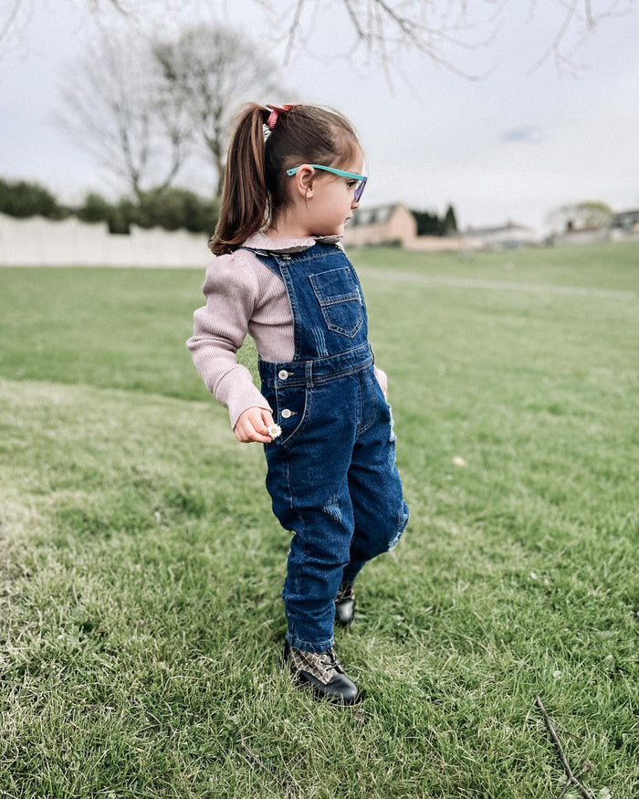 Boys Girls Jeans Overalls Baby Ripped Denim Workwear
