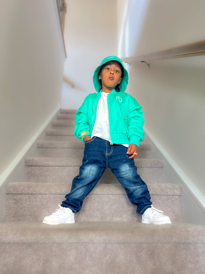 Boys Girls Washed Jeans Pants Cuffed Jeans
