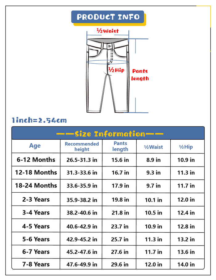 Boys Girls Washed Jeans Pants Cuffed Jeans
