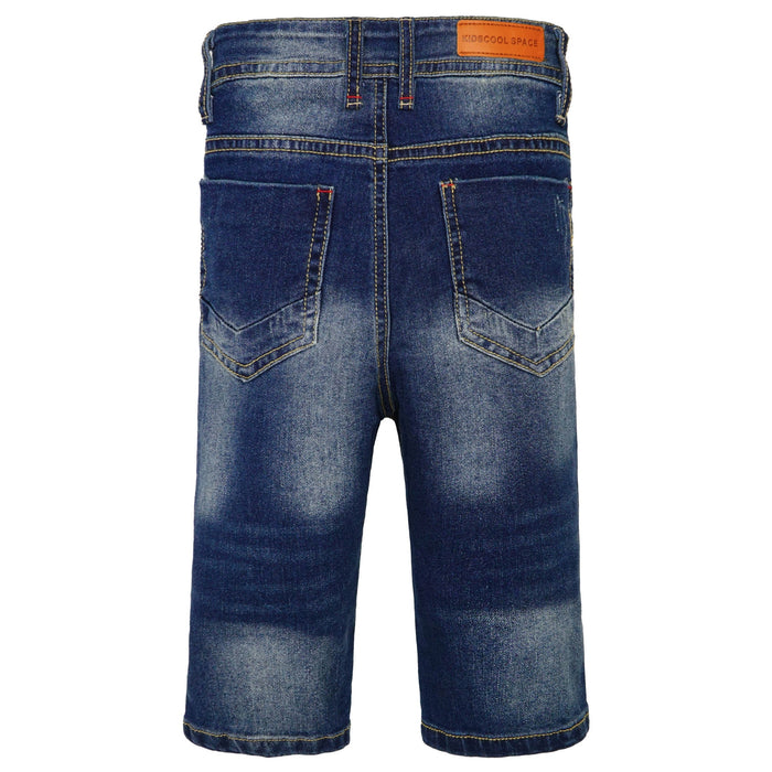 Boys Girls Washed Jeans Pants Cuffed Jeans