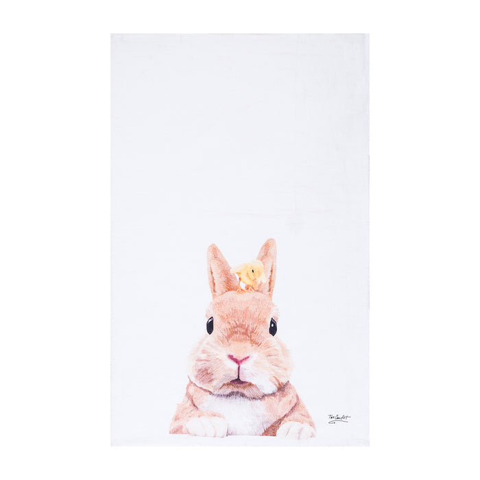 A Bunny & Duckling Printed Kitchen Towel.
