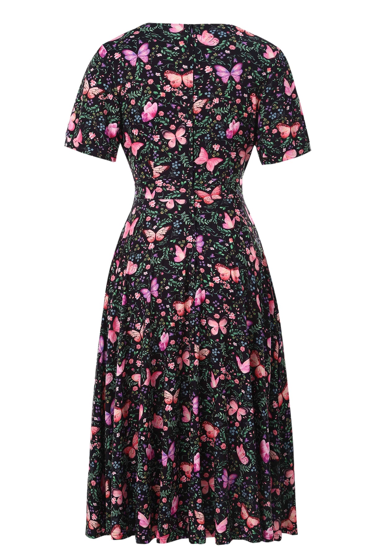 Julia Butterfly Garden Midi Dress In Black