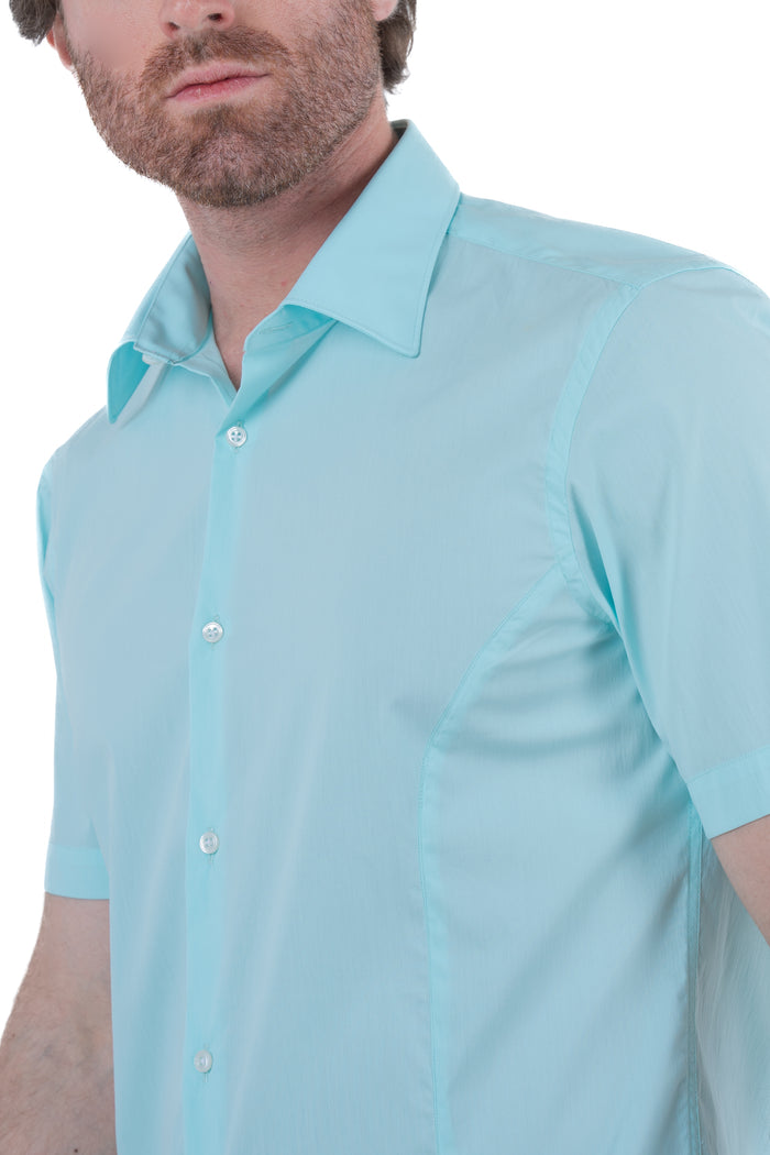 Camicia in Cotone regular Mezza Manica verde acqua SS25