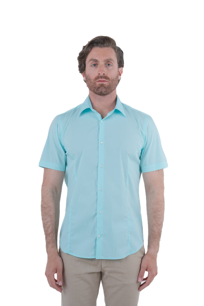 Camicia in Cotone regular Mezza Manica verde acqua SS25