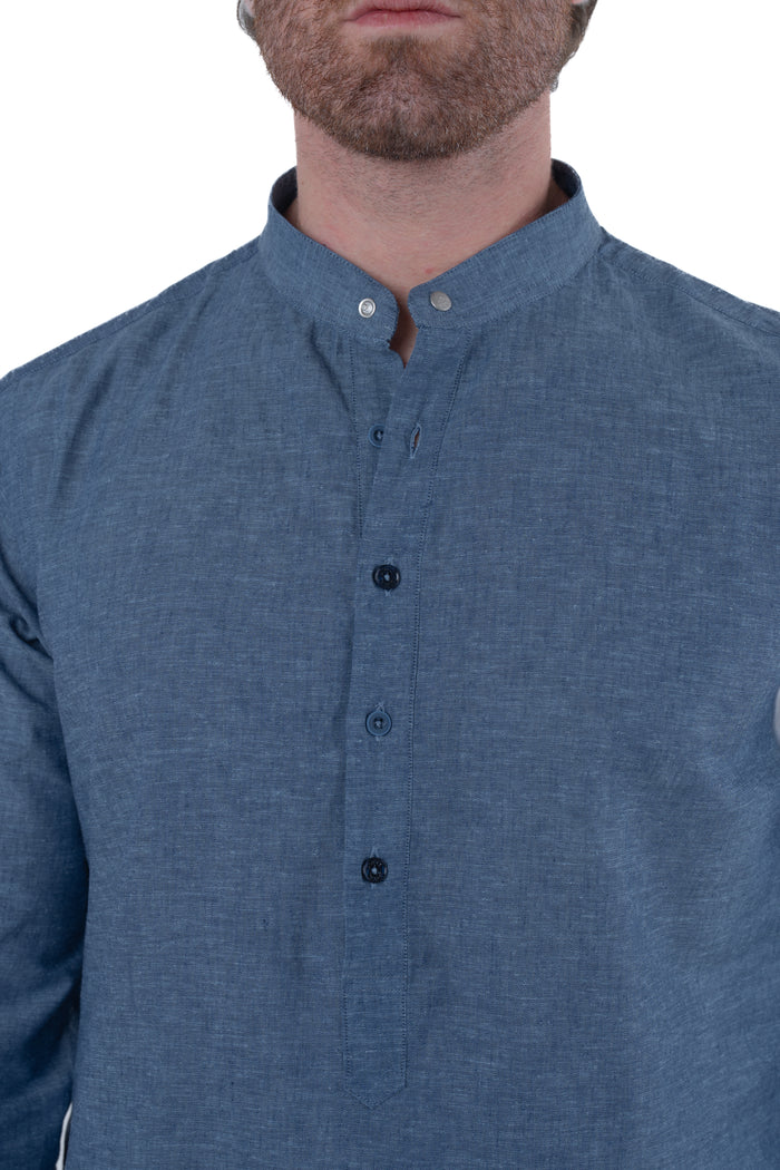 Camicia in lino regular Paul blu SS26