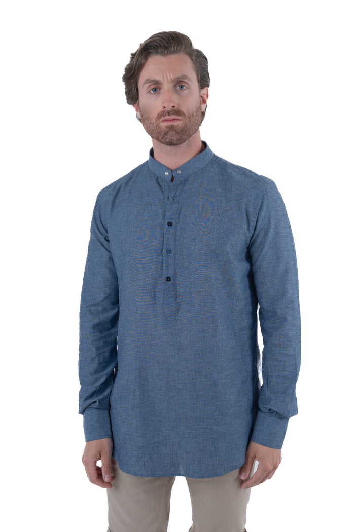 Camicia in lino regular Paul blu SS26