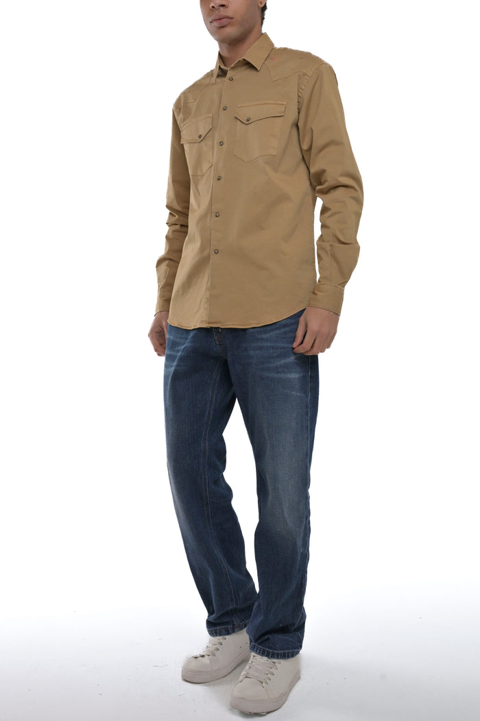 Camicia regular Spy Bull Fantasia biscotto FW24/25
