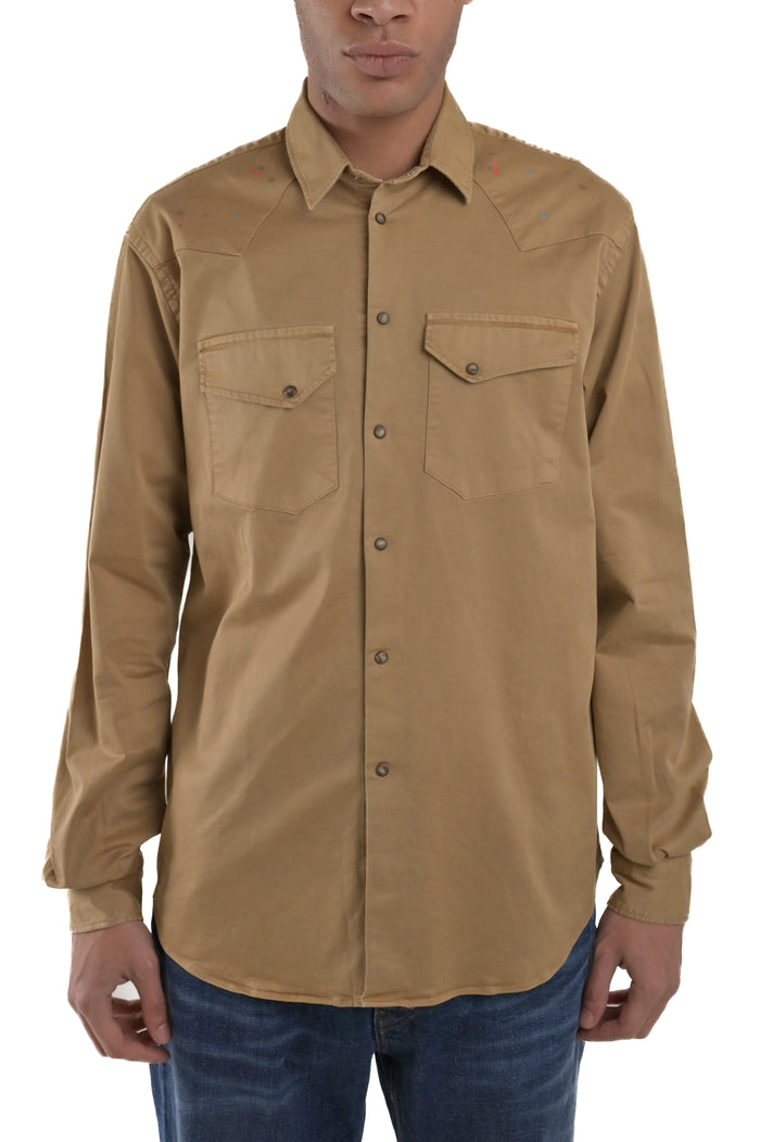Camicia regular Spy Bull Fantasia biscotto FW24/25