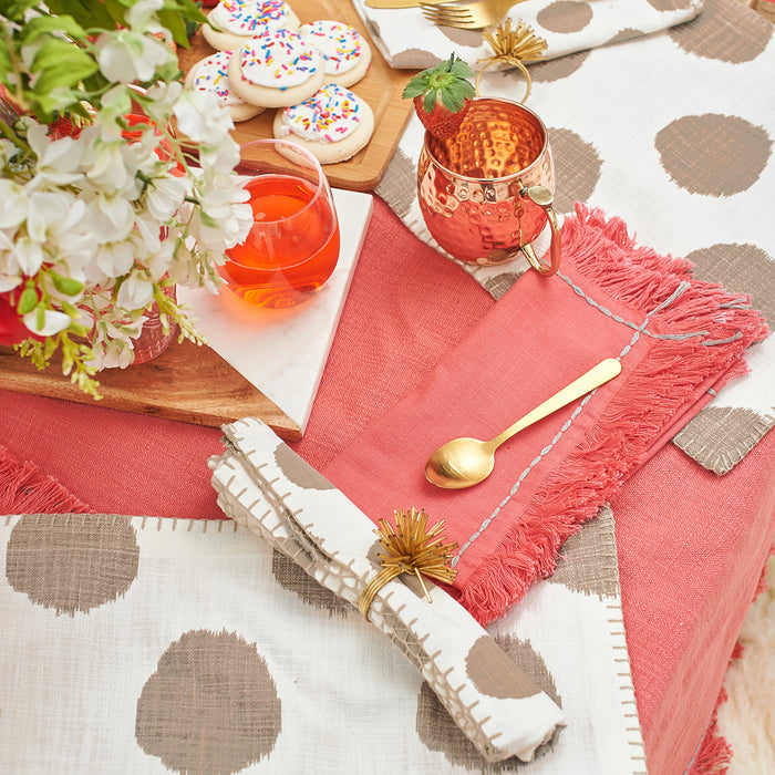 cheryl table linens table linens displayed as a coordinated tabletop setting.