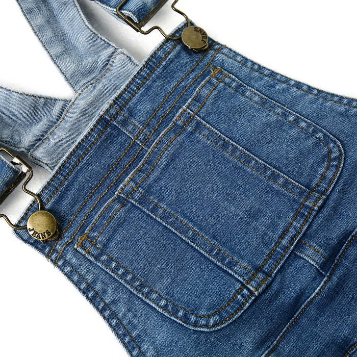 Child Ripped Stone Washed Jeans Overalls