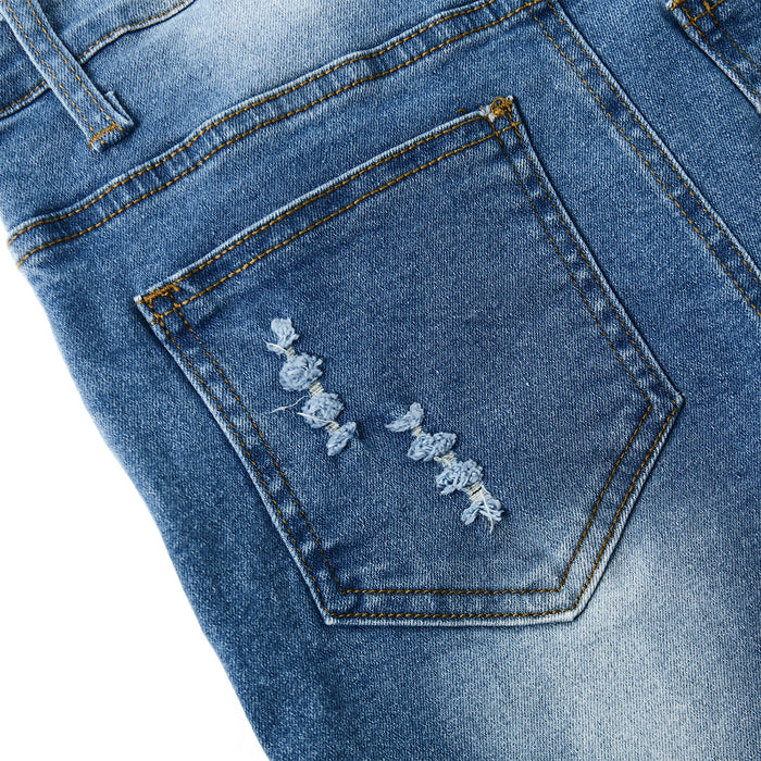 Child Ripped Stone Washed Jeans Overalls