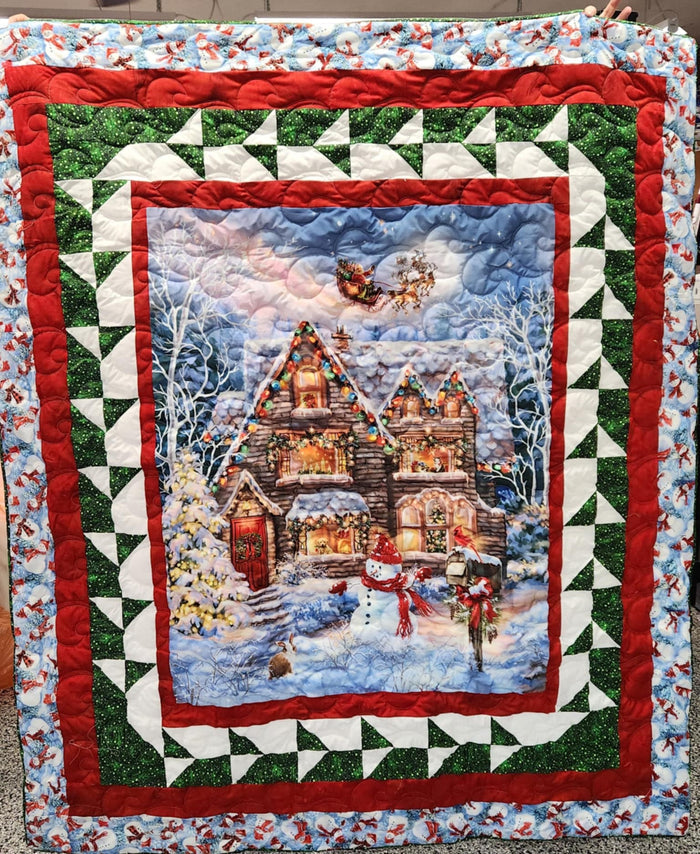 Christmas Holiday House throw-sized quilt