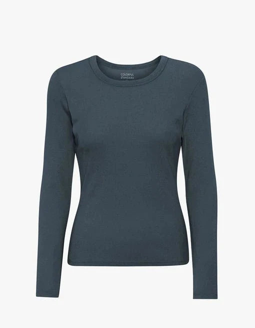 Colorful Standard - Women Organic Rib LS T-shirt - Petrol Blue-Tops-CS2055