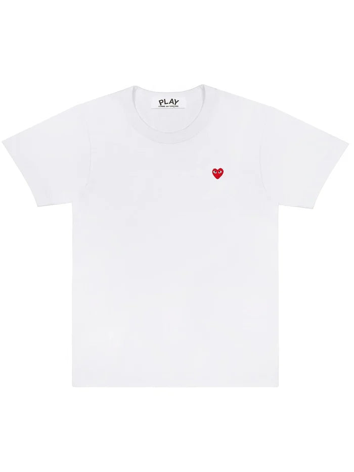 Comme Des Garçons Play - T-shirt White/ Small Red Heart Logo AZ-T304-T-shirts-P1T304
