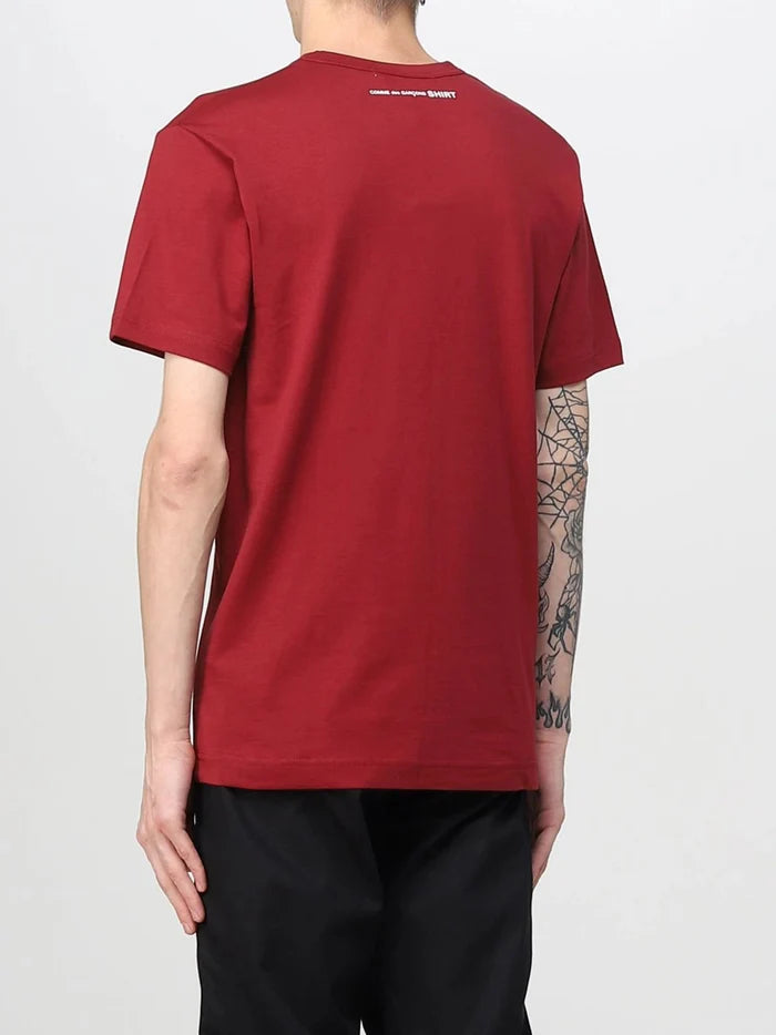 Comme Des Garçons SHIRT - Monochrome Tee-shirt with Logo FJ-T016 - Dark Red-T-shirts-FJ-T016-W22-2