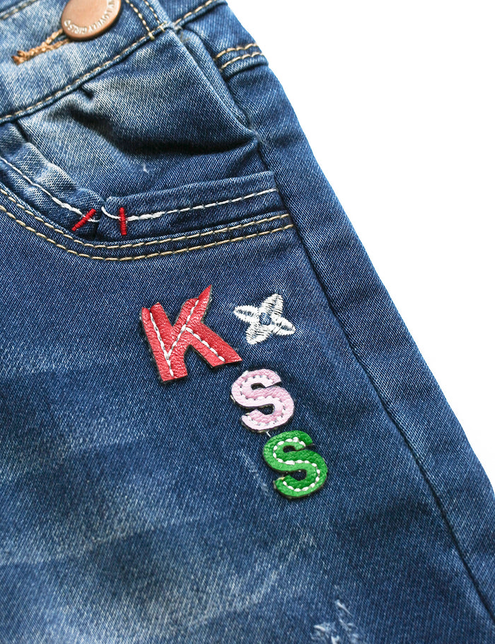 Cute Baby Denim Overalls Embroidered Jumpsuit
