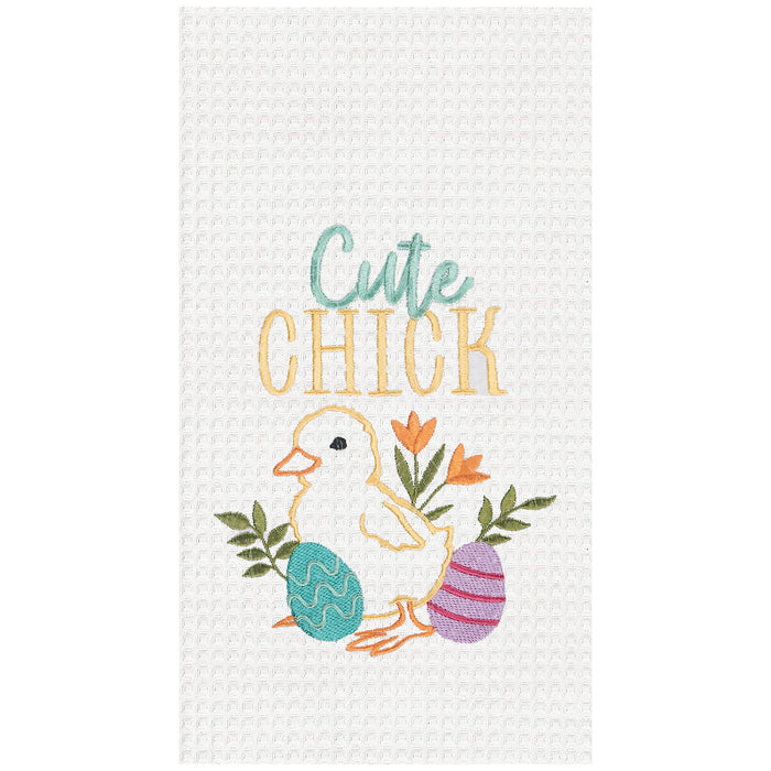 A Cute Chick Waffle Weave Kitchen Towel.