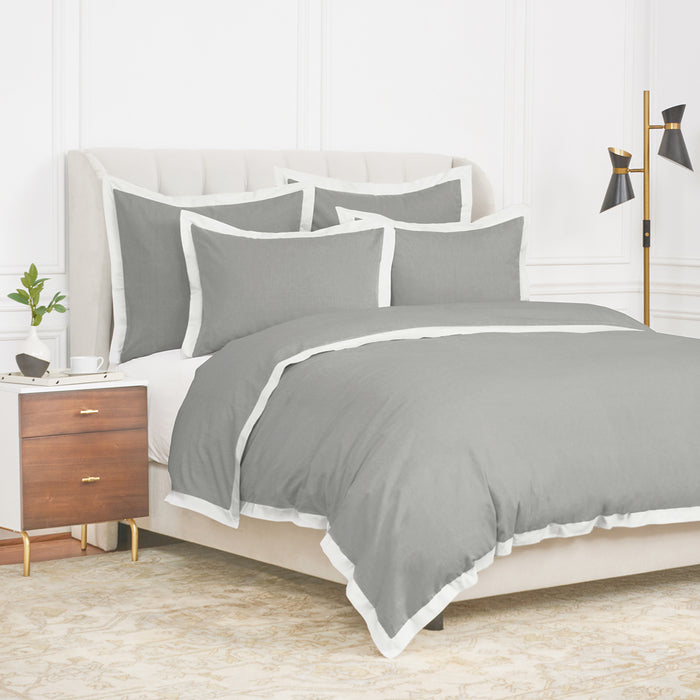 A Digby Duvet Cover displayed on a bed.