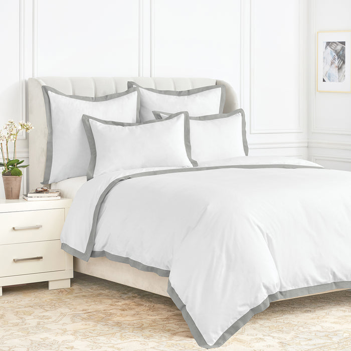 A Digby Duvet Cover displayed on a bed.