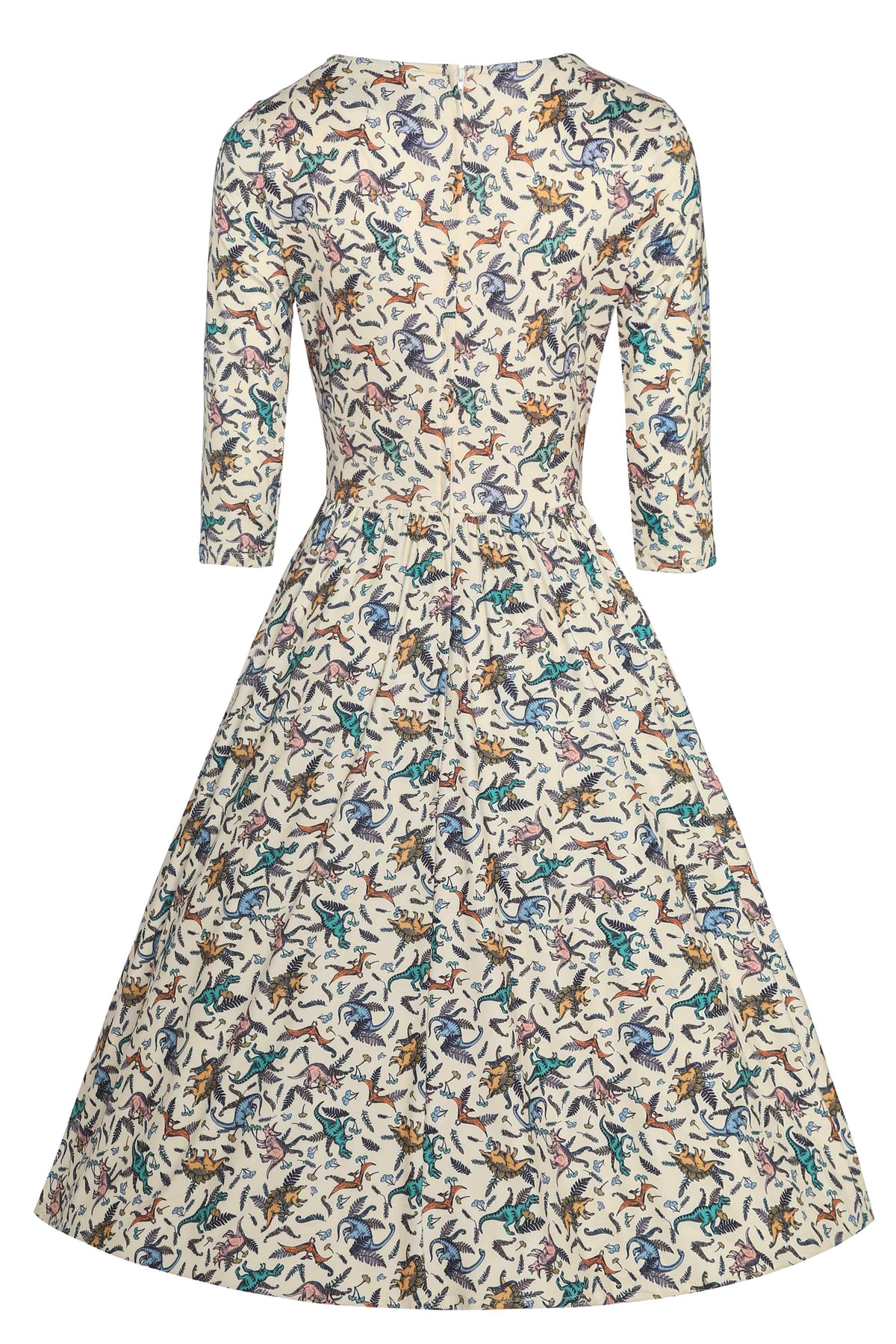 Billie Dinosaur Beige Long Sleeved Dress