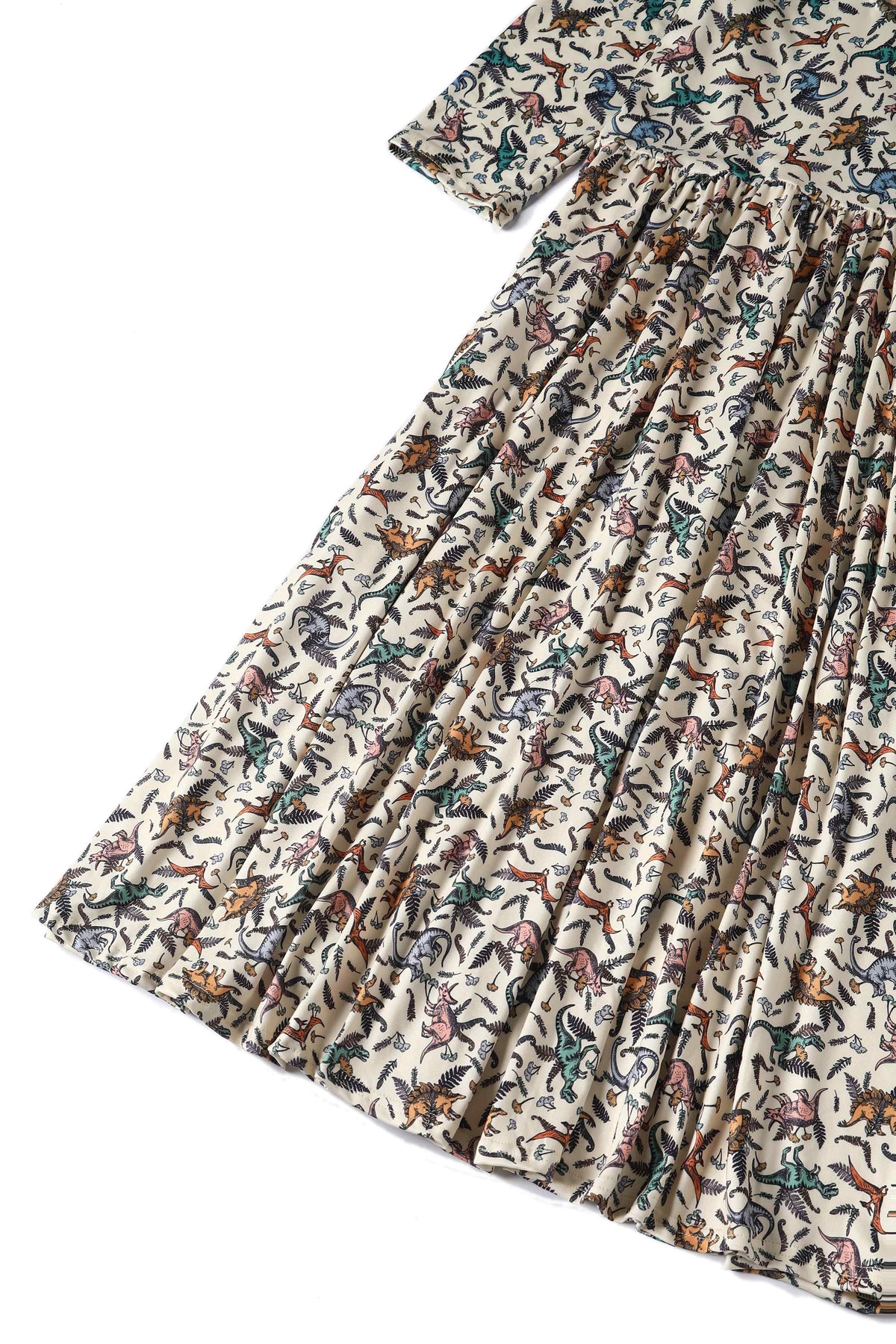 Billie Dinosaur Beige Long Sleeved Dress