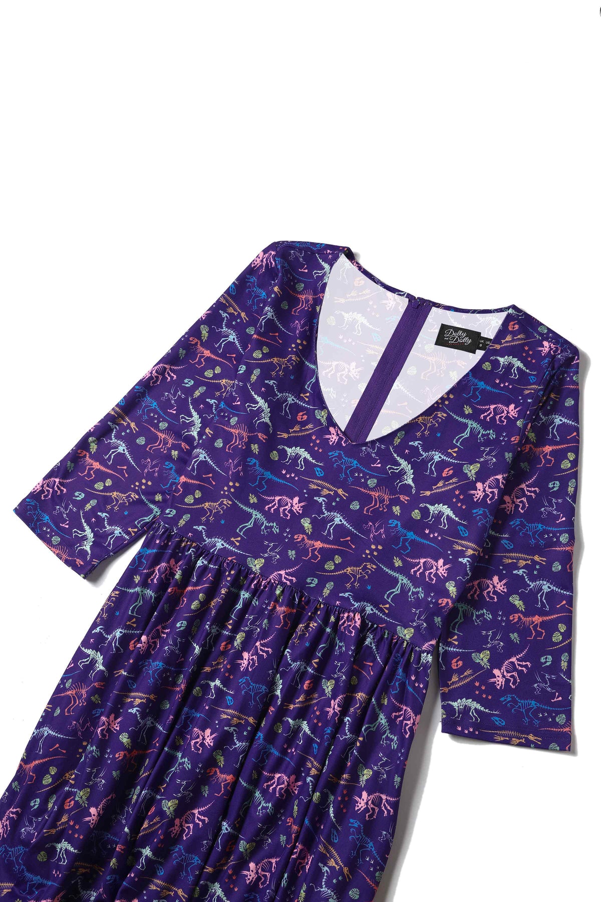 Billie Purple Dinosaur Fossil Print Dress