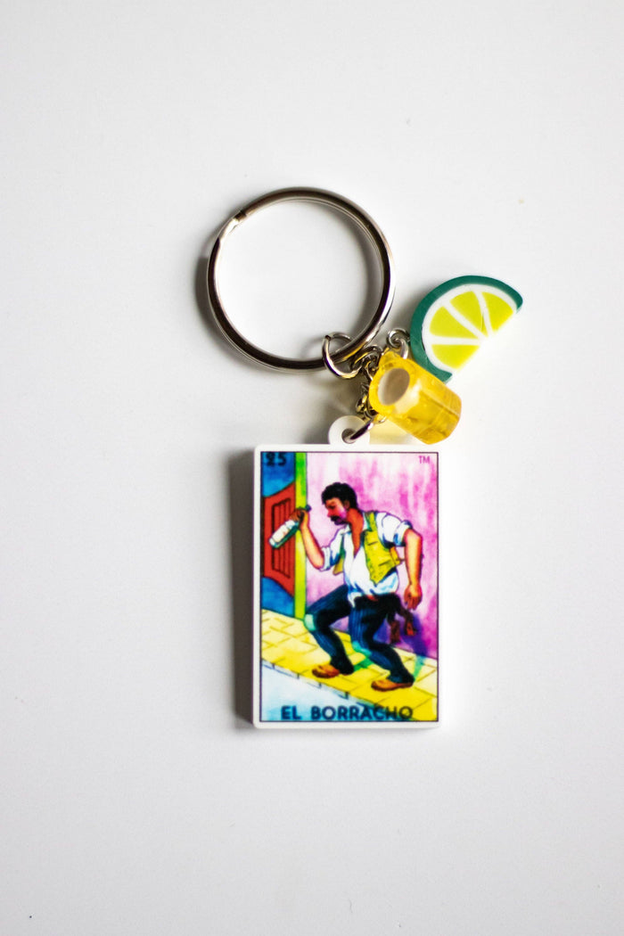 El Borracho Loteria Keychain