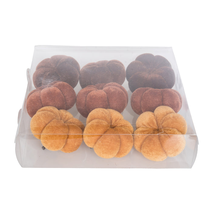 A Fall Velvet Pumpkin, Set of 9.