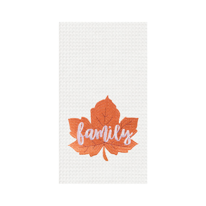 A Family Leaf Waffle Weave Kitchen Towel.