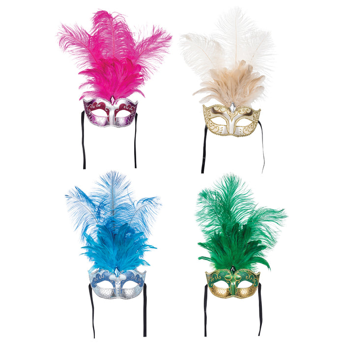 A Feather Top Masks, Set of 4.