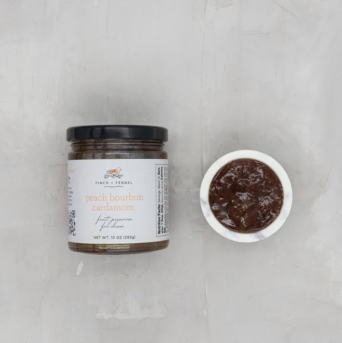 Finch + Fennel Peach Bourbon Cardamom Fruit Preserves for Cheese 10 oz