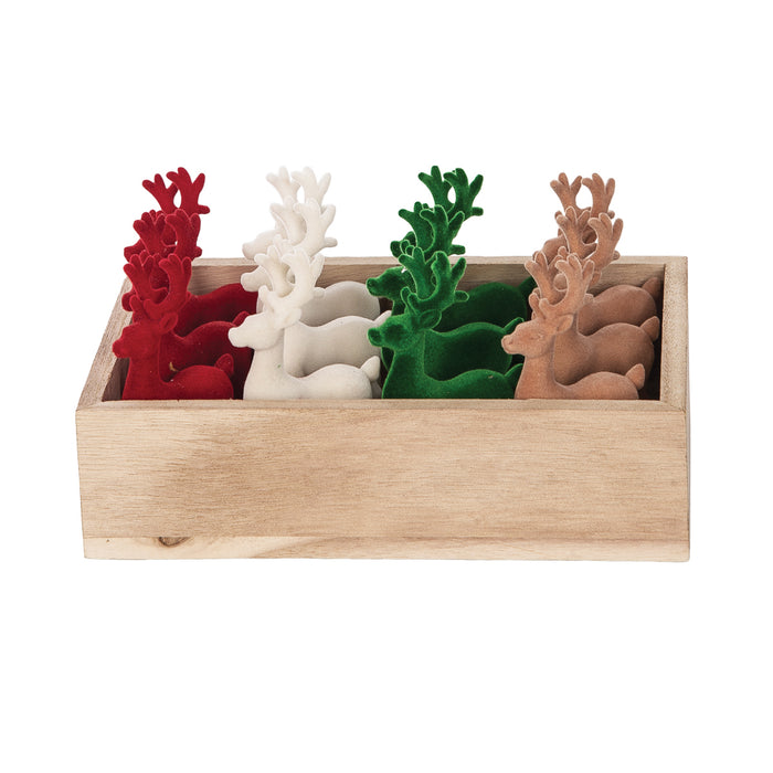 A Flocked Deer In Box, Set of 12.