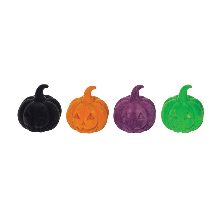 A Flocked Jack-O-Lantern In Box, Set of 12.