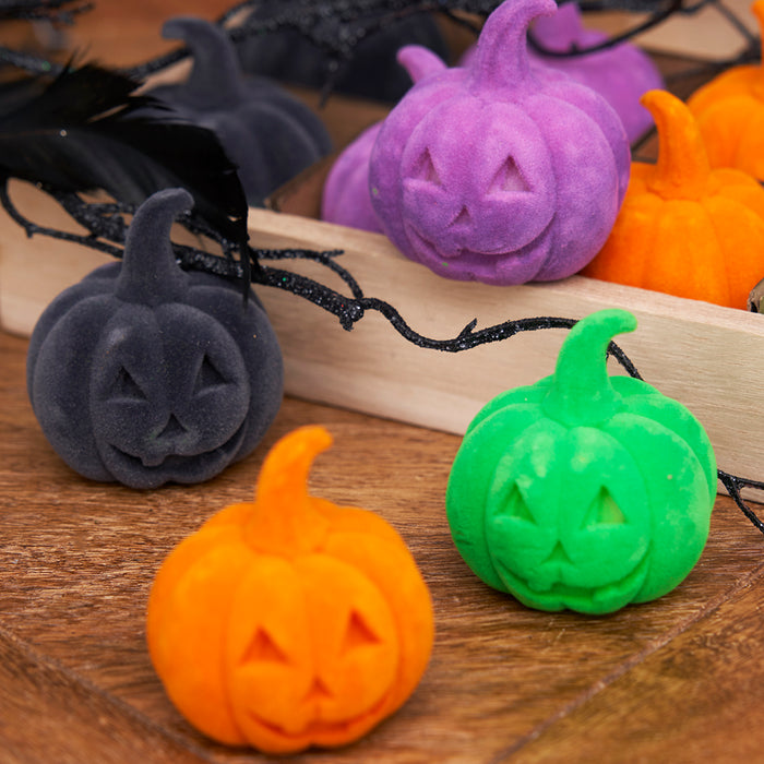 A Flocked Jack-O-Lantern In Box, Set of 12.
