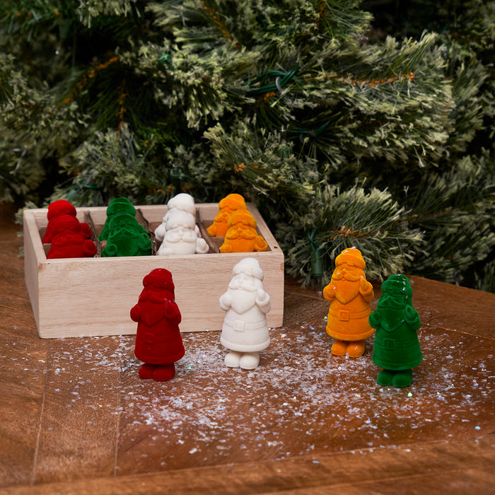 A Flocked Santa In Box, Set of 12.