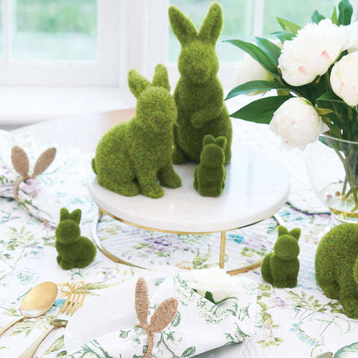 A Flocked Sitting Bunny Figurine.